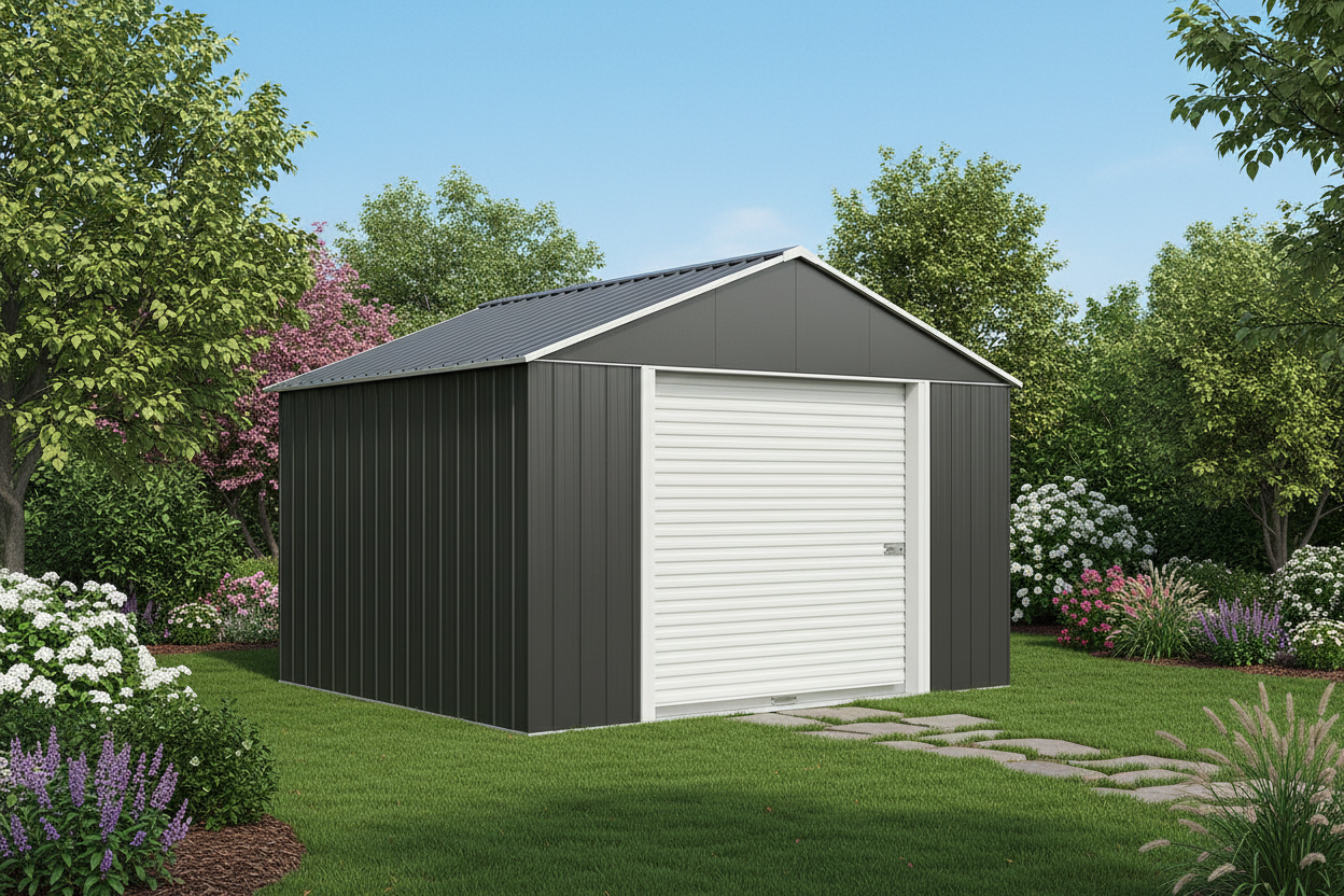 10 x 11 steel building shed with rollup door